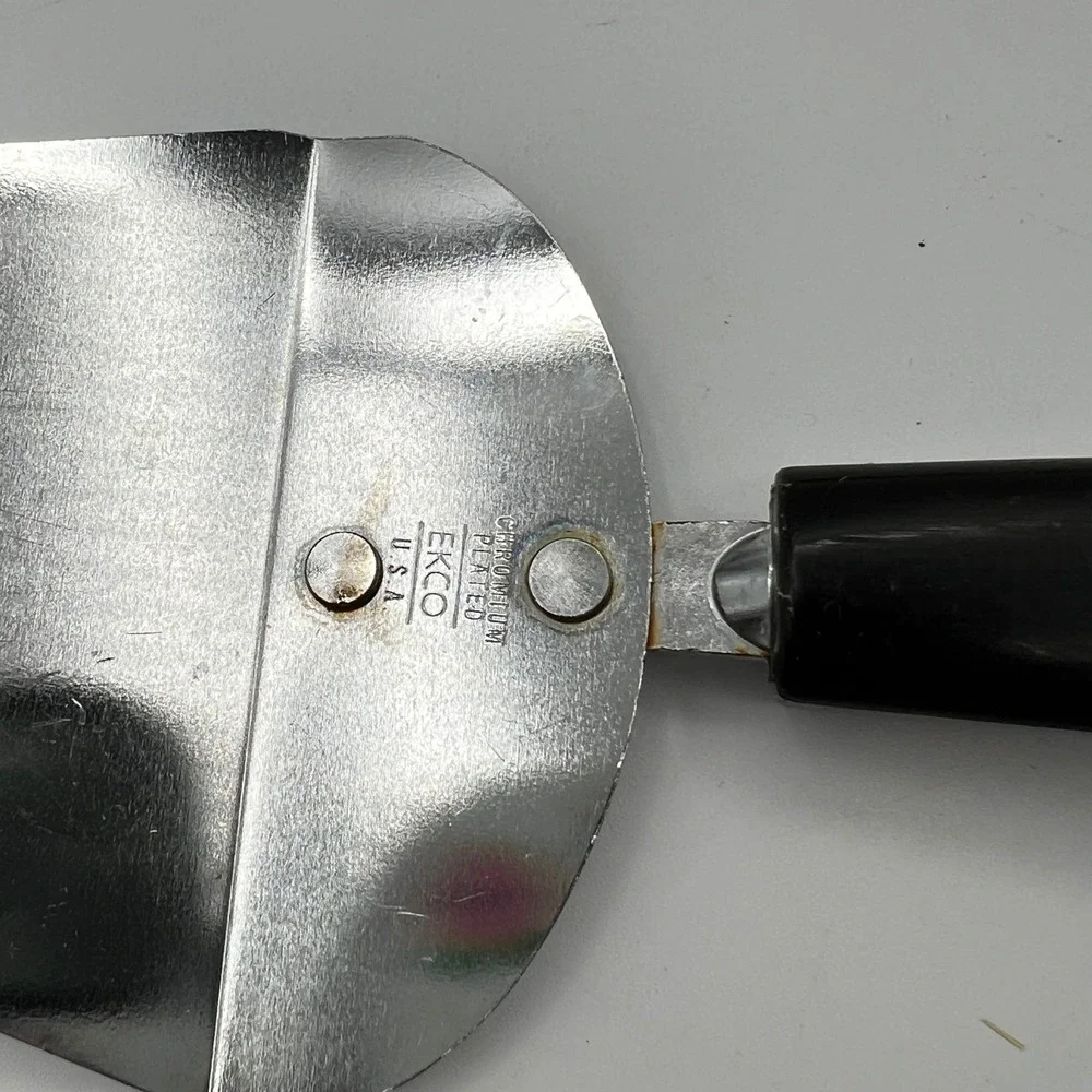Vintage EKCO Pie Cake Server Chromium Plated Black Handle USA Made Kitchen Tool